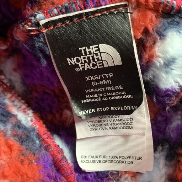 North Face Hat Baby 0-6 Month Red Teddy Fleece Bear Ears Warm Winter Fluffy - Picture 4 of 6